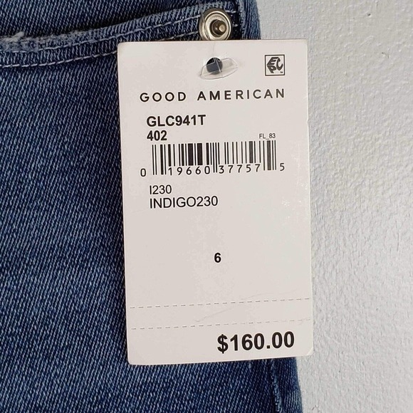 Good American Good Legs Crop Women's Size 6 Medium Wash Skinny Distressed New - Picture 9 of 14